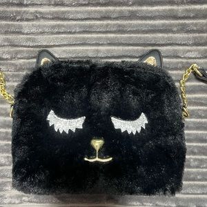 Betsey Johnson furry cat crossbody bag.